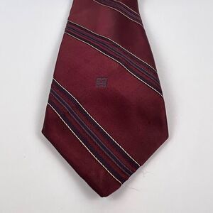 Givenchy Striped Regimental Red‎ Polyester Silk Necktie Tie